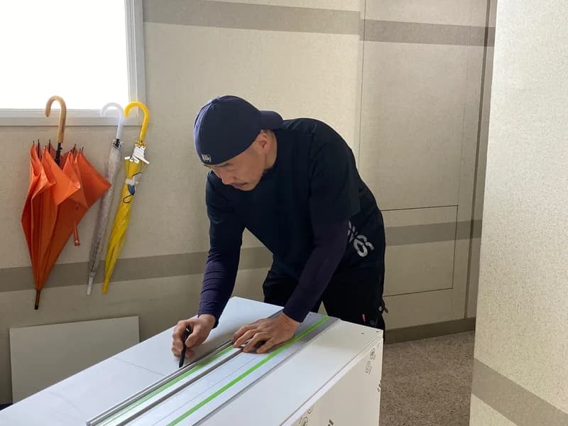세탁실 맞춤 선반 시공 현장